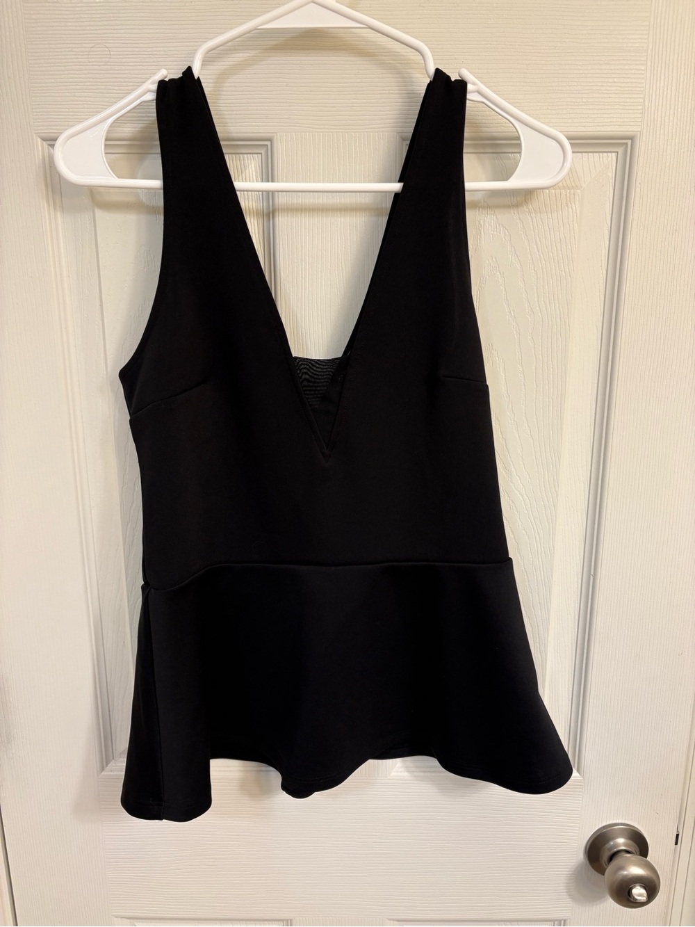Express Black V-Neck Peplum Top - Size Medium